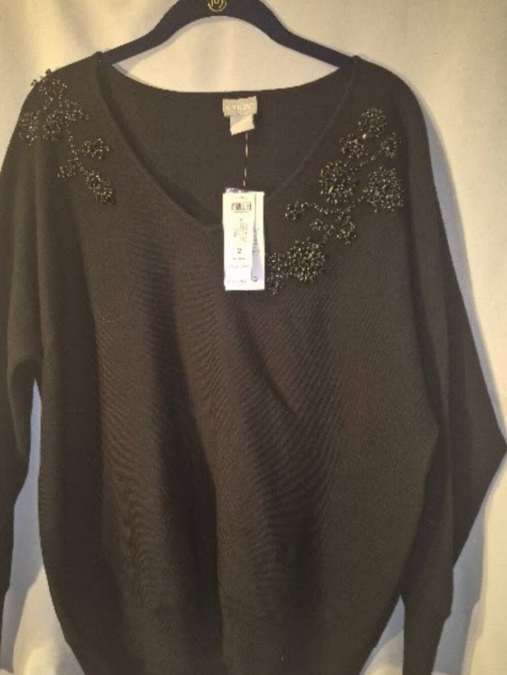 Chico's Embellished V-Neck Sweater Size 2 / L